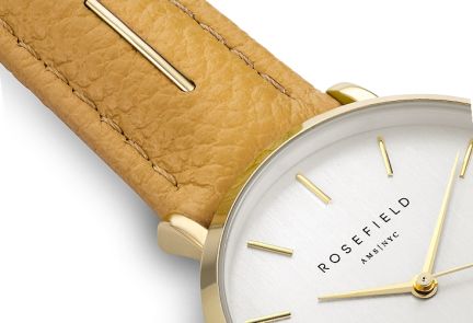 Reloj Rosefield caja en acero chapado Ip oro, correa piel 283_SIFE-I80-1