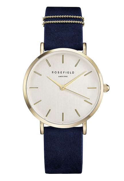 Reloj Rosefield caja en acero chapado Ip oro, correa piel 283_WBUG-W70