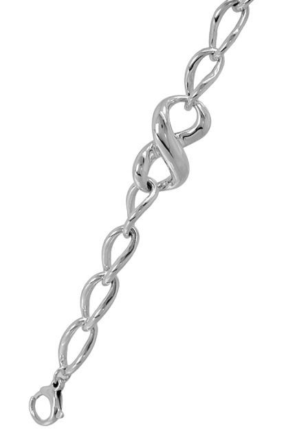 Pulsera en plata de ley con eslabones planos y símbolo de infinito 037_S17-01