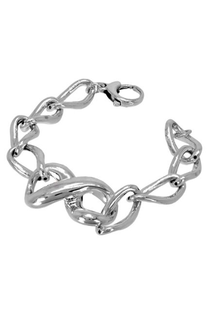 Pulsera en plata de ley con eslabones planos y símbolo de infinito a precio barato 037_S17-01