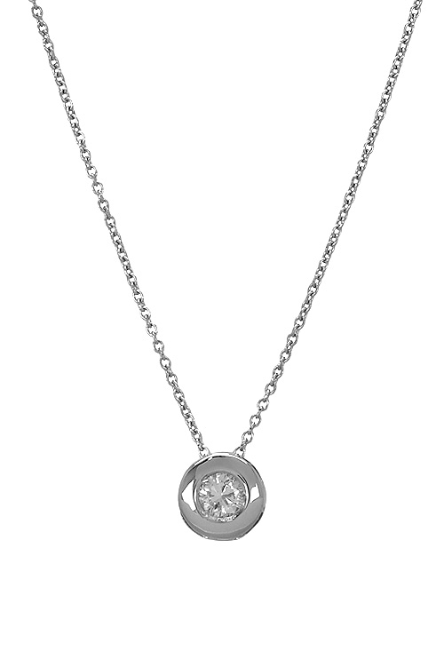 Gargantilla oro blanco, chatón con diamante para mujer o novia precios baratos en joyas para bodas 026_CCH015