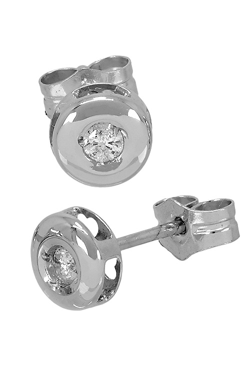 Pendiente de mujer chatón oro blanco 18 ktes y diamante a precios baratos 026_CCP008B