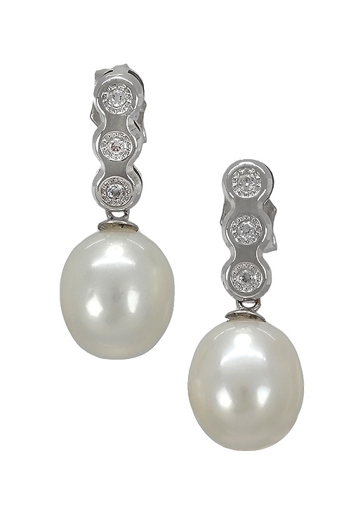 pendiente novia oro blanco perlas y circonitas precio online vista principal