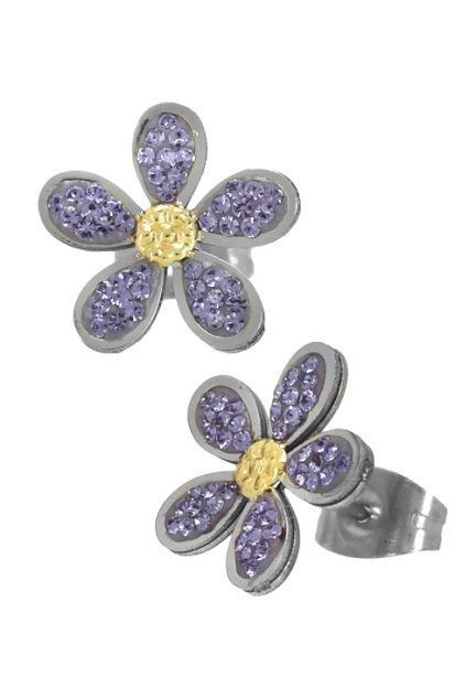 pendientes acero cuajados de criatales swarovski color morado 094_51195-PTGR-M