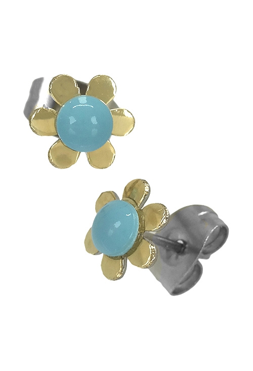 pendientes acero y oro forma de flor precio especial online 094_61363-PTO-T