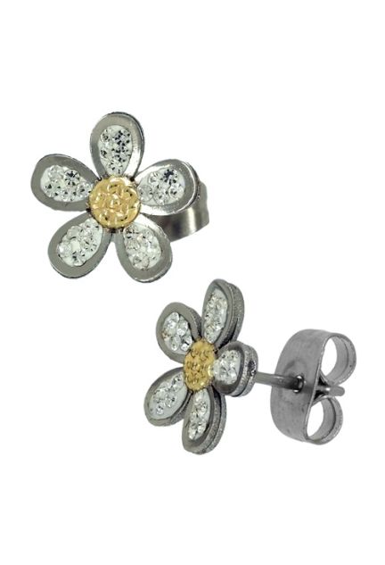 pendientes de acero forma de flor cuajados cristales swarovski 094_51195-PPR-B