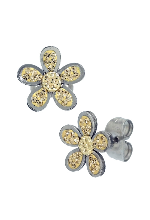 pendientes de acero forma de margaritas cristales swarovski color champang 094_51195-PPR-CH