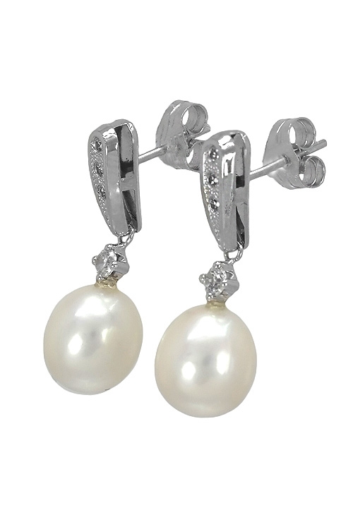 pendientes para novia oro blanco 18k y perlas cultivadas precio muy barato 234_2915-B -a-precios-baratos