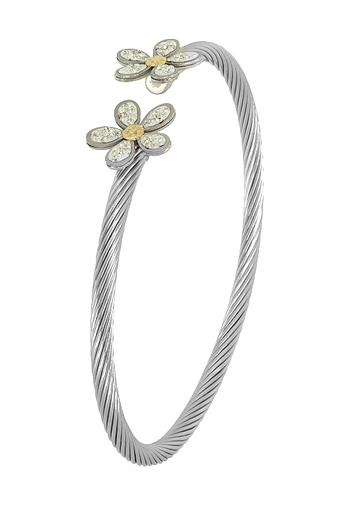 pulsera de acero y oro con flores de cristales swarovski vista secundaria 094_51195-P2FG-B