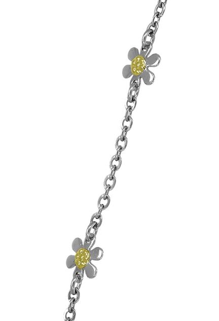 pulsera de acero y oro con margaritas foto detalle 094_51199-P5F