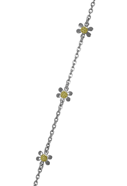 pulsera de acero y oro con margaritas foto pulsera extendida 094_51199-P5F