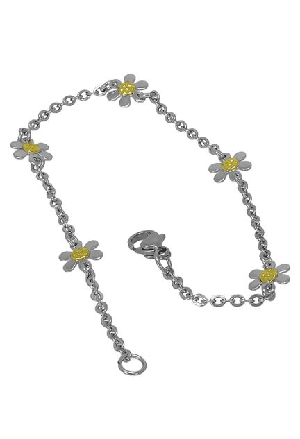 pulsera de acero y oro con margaritas foto principal 094_51199-P5F