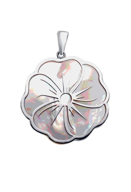 colgante nácar y plata forma de flor vista frontal 260_138553