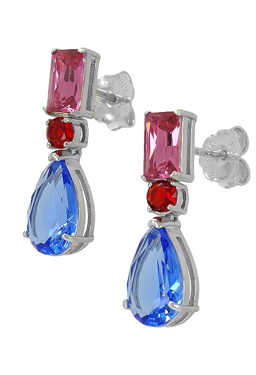 Pendientes largos plata y piedras de color 280_2021927 vista oblicua