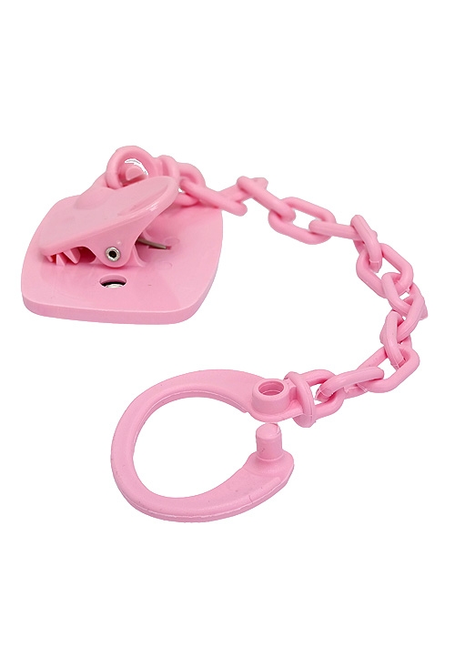 pinza para chupete plata bilaminada cadena y cerco de plastico rosa vista trasera 088_00B5119-R_01