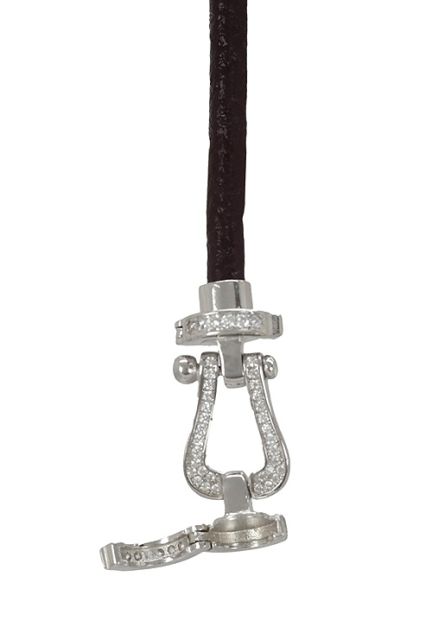 pulsera cordon de cuero con motivo estribo cuajado de circonitas 240_BPR-21C_01