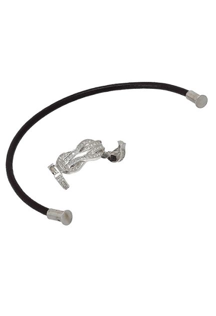 pulsera cuero y motivo plata nudo enlazado 240_BPR-20C_01