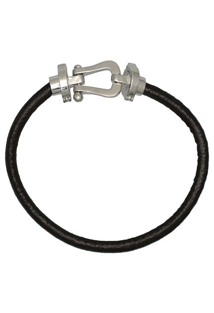 pulsera de cuero y plata motivo estribo 240_BPR22