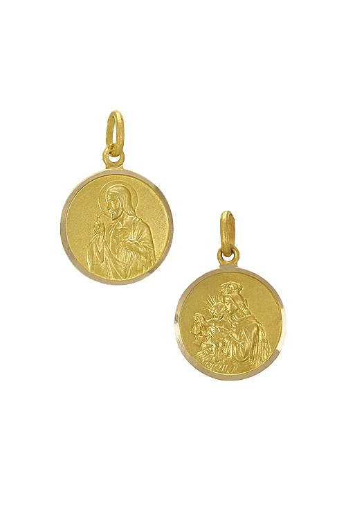 Medalla religiosa "lenteja" Sagrado Corazón y Virgen del Carmen