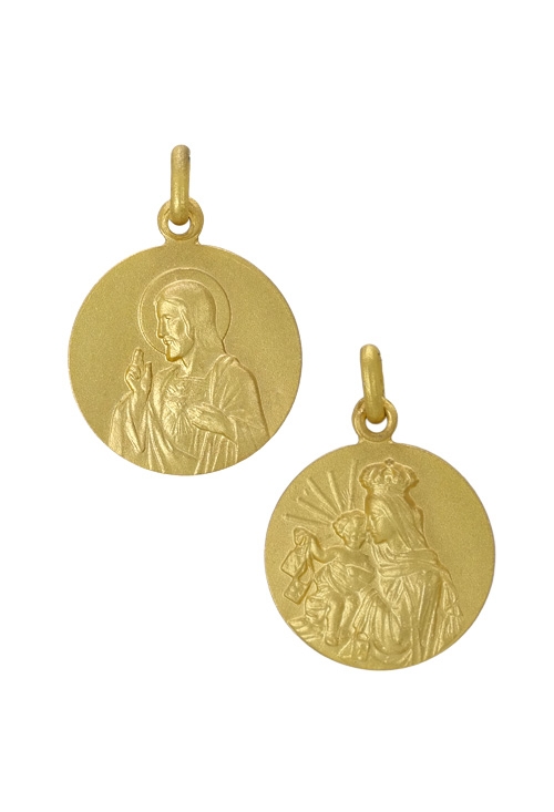 Medalla escapulario religiosa Sagrado Corazón y Virgen del Carmen