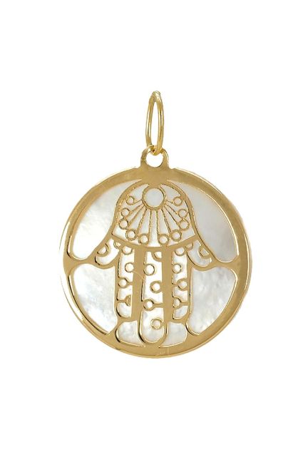 colgante oro y nacar mano de fatima foto frontal