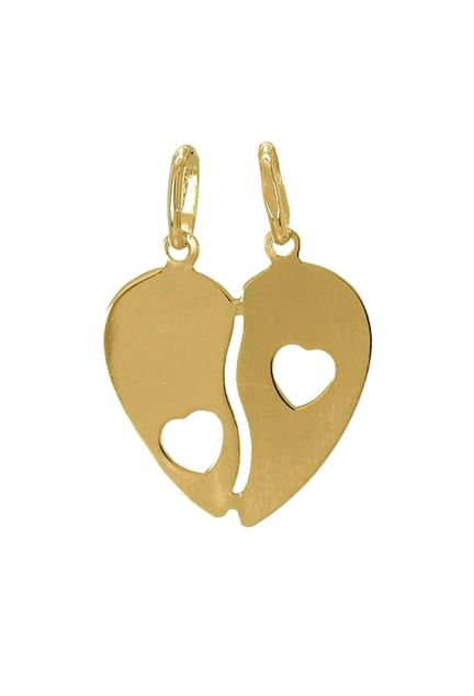 colgante oro corazon partido fotografia frontal
