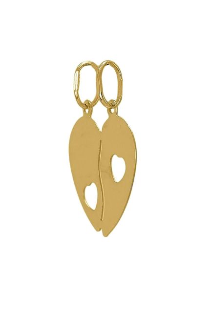 colgante oro corazon partido fotografia lateral