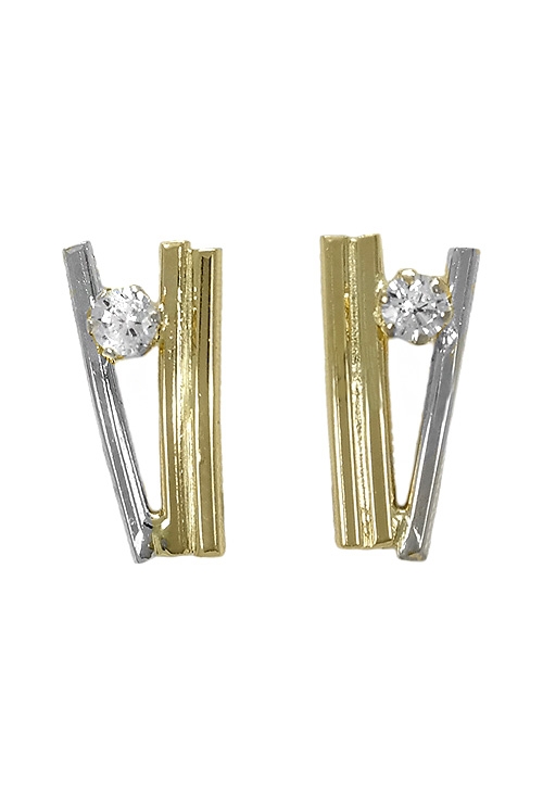 pendiente oro bicolor 18 kilates con circonita imagen frontal 030-2687