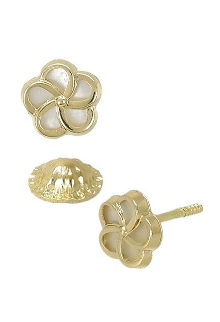 pendientes oro amarillo y nacar forma de flor foto secundaria