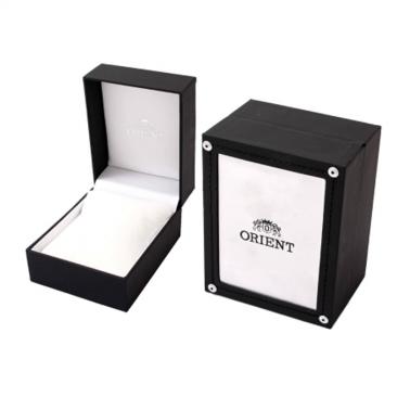 Caja Reloj Orient clásico automático fondo transparente en acero y piel 147-RA-AP0001S10B