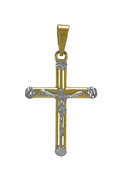 crucifijo oro bicolor 9 ktes vista de frente 019_9K4-08051