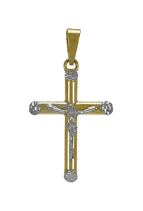 crucifijo oro bicolor 9 ktes vista de frente 019_9K4-08051