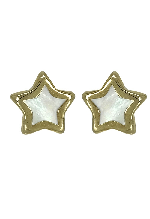 pendientes oro amarillo y nacar con forma de estrella 5 puntas 019_9K4-10169-5