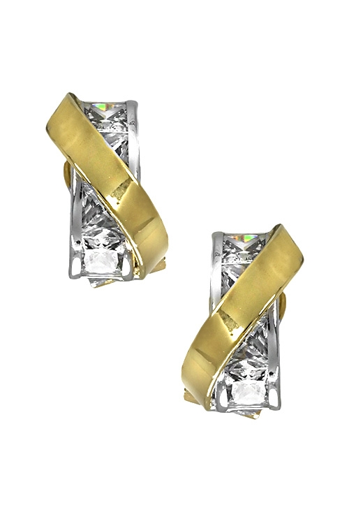 pendientes oro bicolor 18 kilates con circonitas vista frontal 234_2919