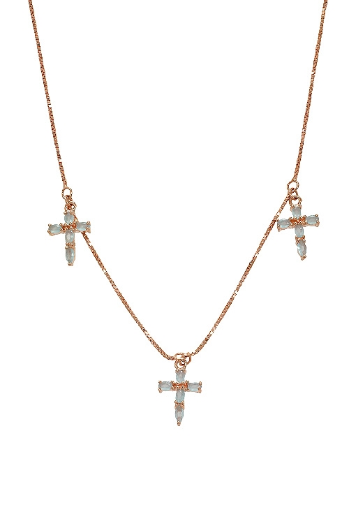 gargantilla 3 cruces plata chapada IP rosa vista frontal 295_PVOL74411