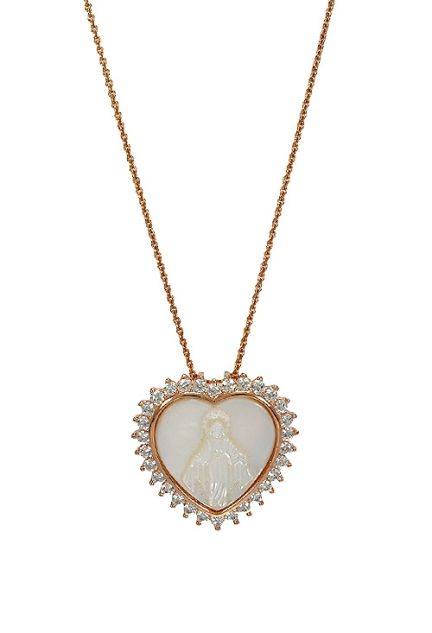 Medalla en plata chapada en rosa con nácar forma corazón 295_PBER33565