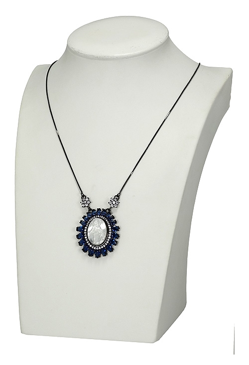 Medalla de plata rodio negro y nácar orlada piedras azules 295_PVOL73889