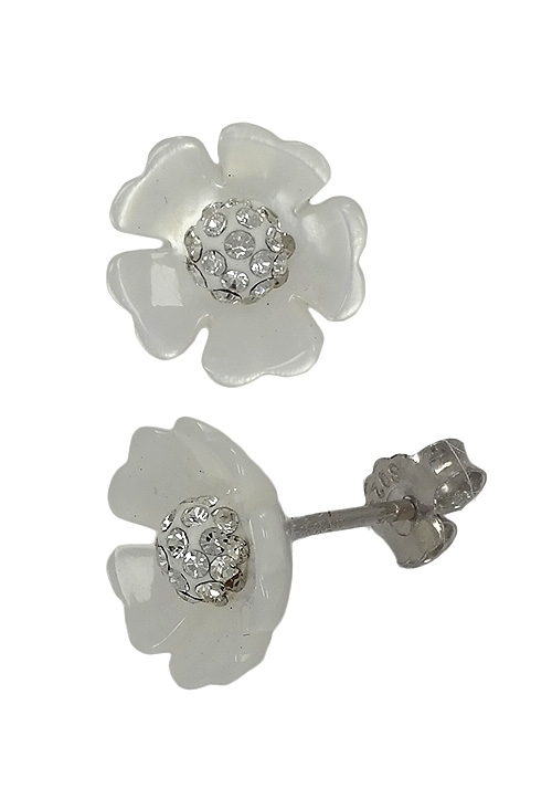 pendientes de plata y nacar con forma de flor vista lateral 295_PPBR34290_01