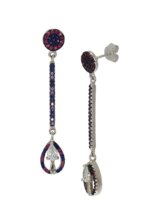 pendientes largos plata chapada con multipiedra estilo art deco vista lateral 295_PPBR33541_01