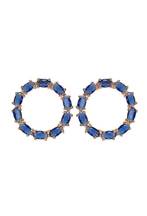 pendientes plata chapada con piedras azules forma circular foto frontal 295_PPBR34200