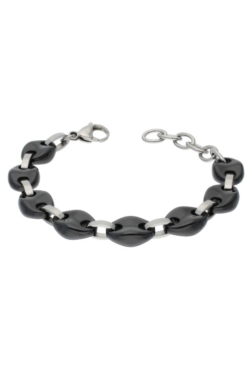 pulsera ceramica y acero para mujer eslabones calabrote foto tumbada