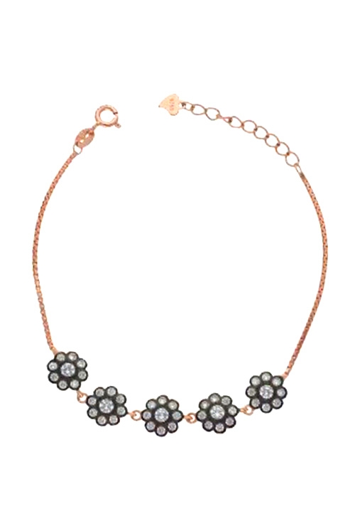 pulsera plata chapada en rosa rosetas art deco vista cenital 295_PPUL17229