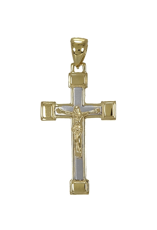 crucifijo oro blanco y amarillo vista frontal 243_602-00062
