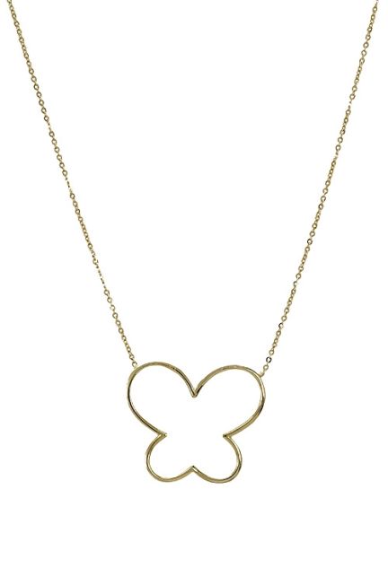 gargantilla oro amarillo 18 ktes cadena fina con motivo de mariposa vista frontal 243_017-03322