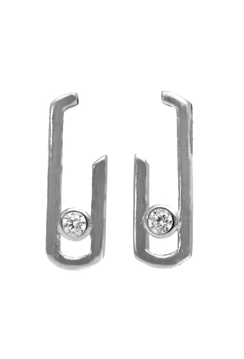 Pendiente de plata con circón frontal