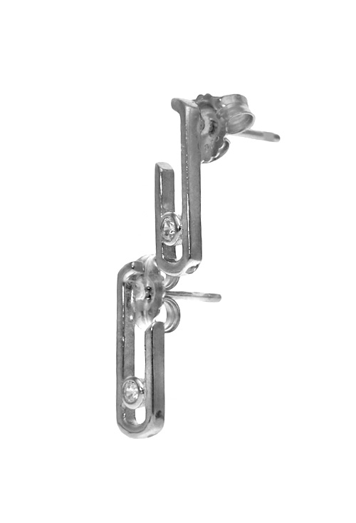 Pendiente de plata con circón ladeados