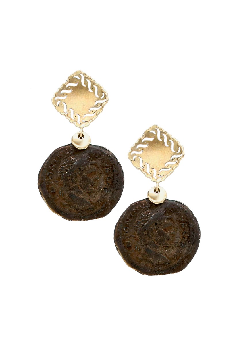 pendientes de moneda colgando de motivo oro descuento online vista frontal 095_446377