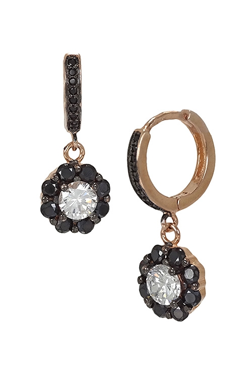 pendientes plata chapada con circonitas blancas y negras vista lateral 295_PPBR34832_01