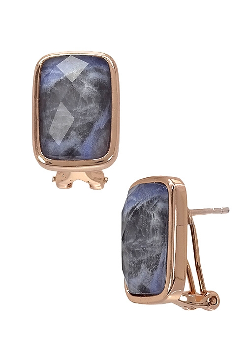 pendientes plata chapada con cuarzo facetado forma rectangulo vista lateral 252_BE53170-CA