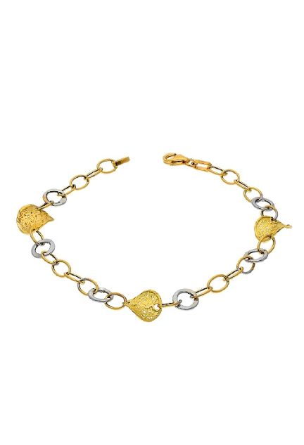 pulsera de mujer oro primera ley 18 kitales blanco y amarillo foto frontal